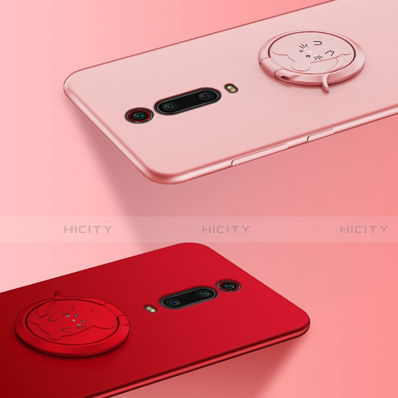Custodia Silicone Ultra Sottile Morbida Cover con Magnetico Anello Supporto T04 per Xiaomi Redmi K20 Pro