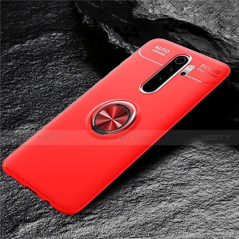 Custodia Silicone Ultra Sottile Morbida Cover con Magnetico Anello Supporto T04 per Xiaomi Redmi Note 8 Pro Rosso