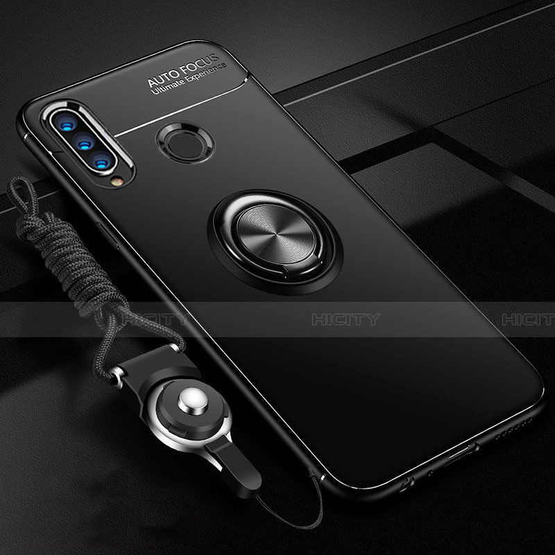 Custodia Silicone Ultra Sottile Morbida Cover con Magnetico Anello Supporto T05 per Huawei Honor 20E Nero