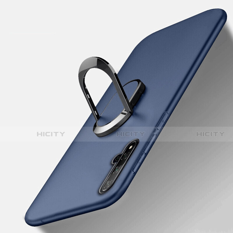Custodia Silicone Ultra Sottile Morbida Cover con Magnetico Anello Supporto T05 per Huawei Nova 5T Blu