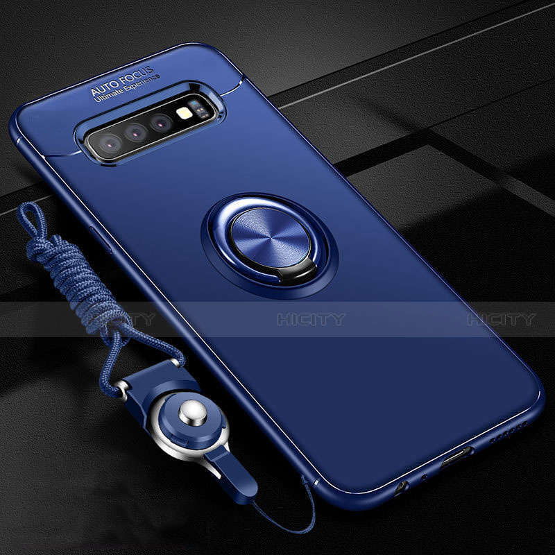 Custodia Silicone Ultra Sottile Morbida Cover con Magnetico Anello Supporto T05 per Samsung Galaxy S10 Plus