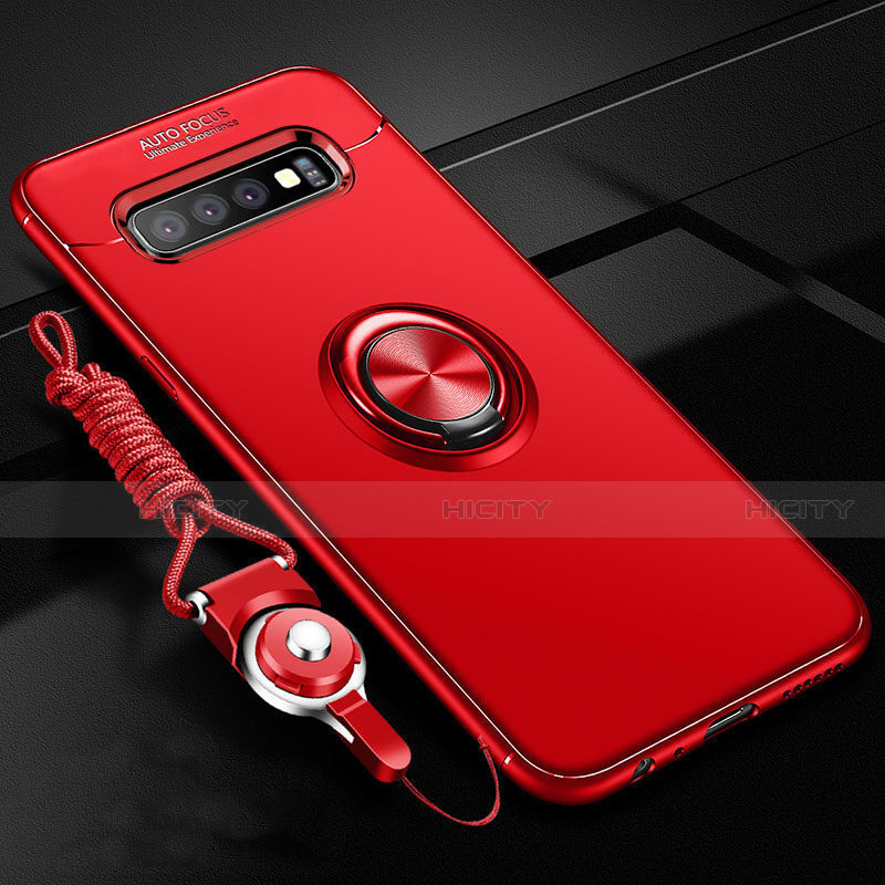 Custodia Silicone Ultra Sottile Morbida Cover con Magnetico Anello Supporto T05 per Samsung Galaxy S10 Plus