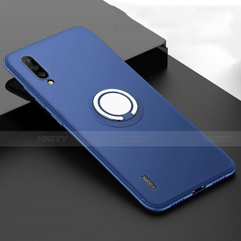 Custodia Silicone Ultra Sottile Morbida Cover con Magnetico Anello Supporto T05 per Xiaomi Mi A3 Blu