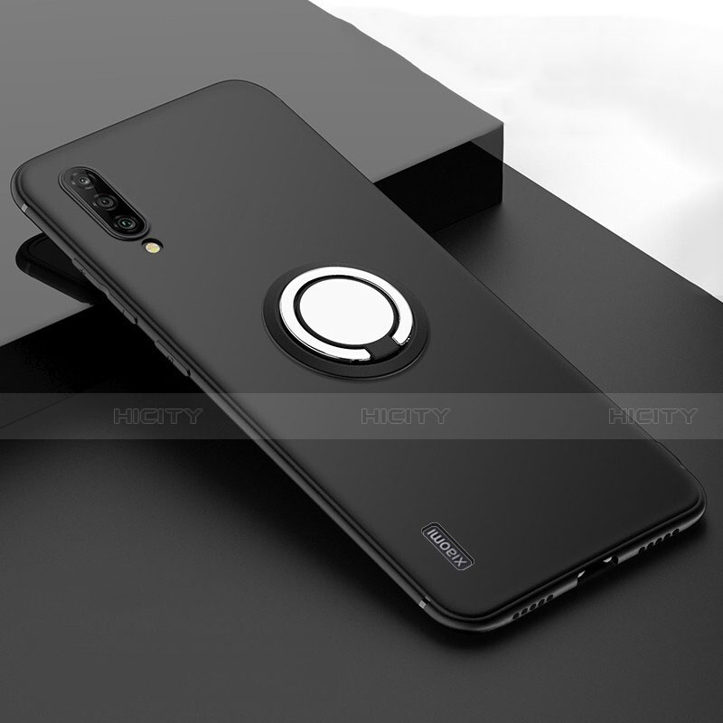 Custodia Silicone Ultra Sottile Morbida Cover con Magnetico Anello Supporto T05 per Xiaomi Mi A3 Nero