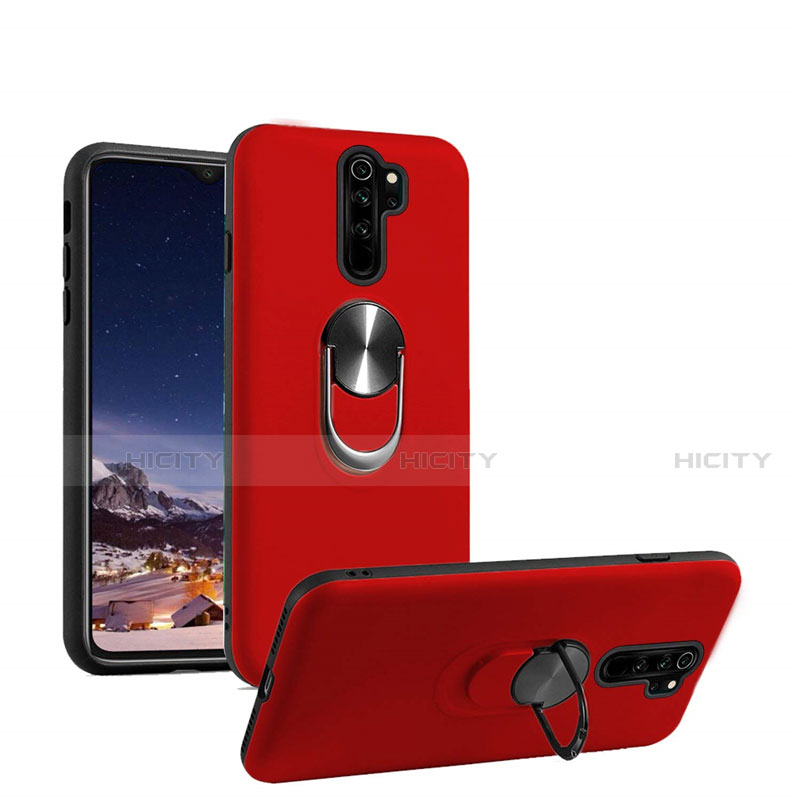 Custodia Silicone Ultra Sottile Morbida Cover con Magnetico Anello Supporto T05 per Xiaomi Redmi Note 8 Pro Rosso