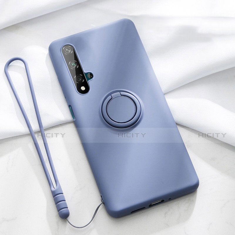 Custodia Silicone Ultra Sottile Morbida Cover con Magnetico Anello Supporto T06 per Huawei Honor 20 Viola