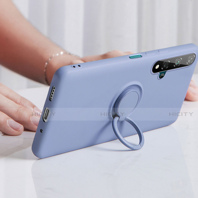 Custodia Silicone Ultra Sottile Morbida Cover con Magnetico Anello Supporto T06 per Huawei Nova 5T