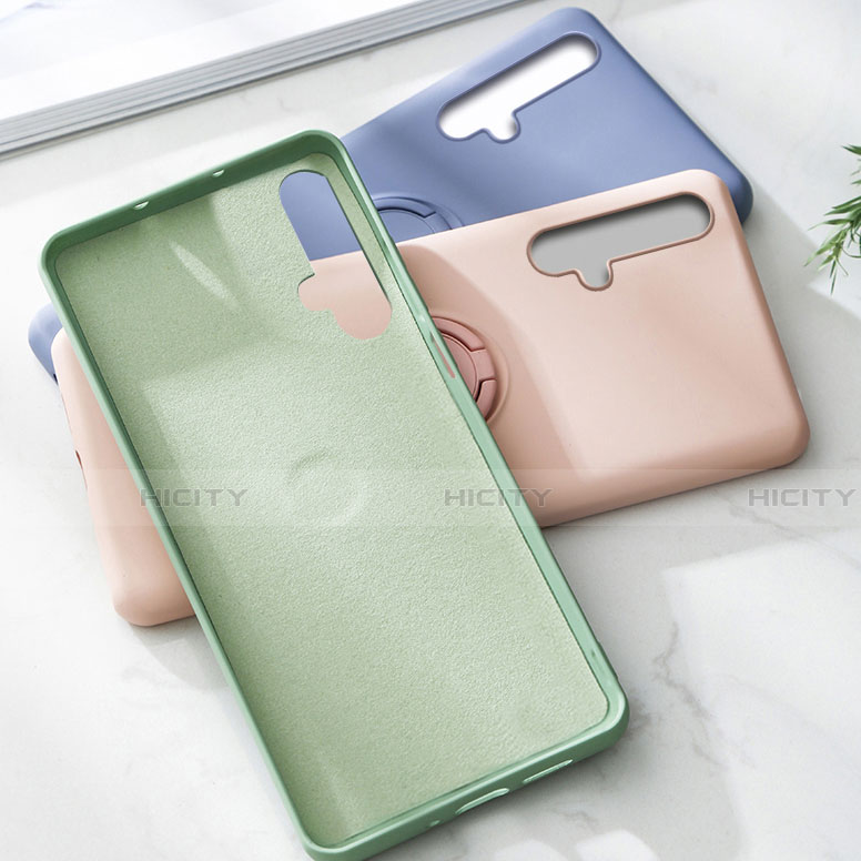 Custodia Silicone Ultra Sottile Morbida Cover con Magnetico Anello Supporto T06 per Huawei Nova 5T