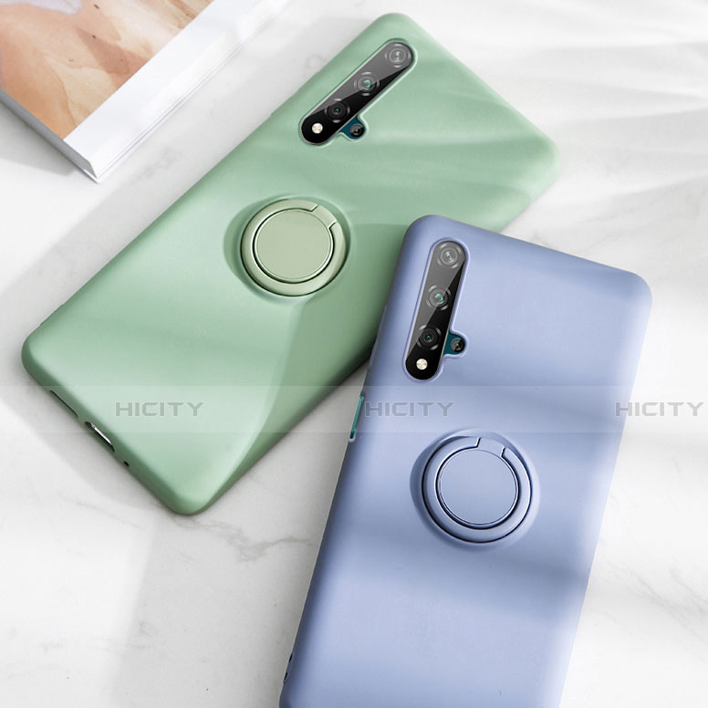 Custodia Silicone Ultra Sottile Morbida Cover con Magnetico Anello Supporto T06 per Huawei Nova 5T
