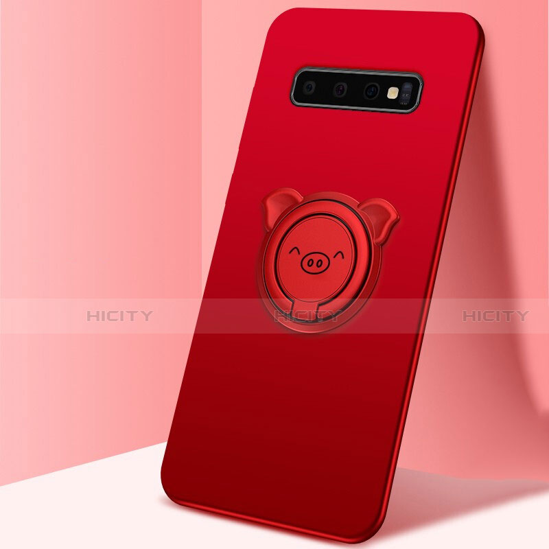 Custodia Silicone Ultra Sottile Morbida Cover con Magnetico Anello Supporto T06 per Samsung Galaxy S10