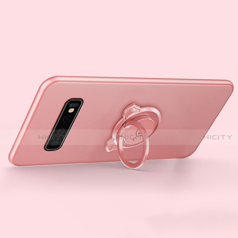 Custodia Silicone Ultra Sottile Morbida Cover con Magnetico Anello Supporto T06 per Samsung Galaxy S10