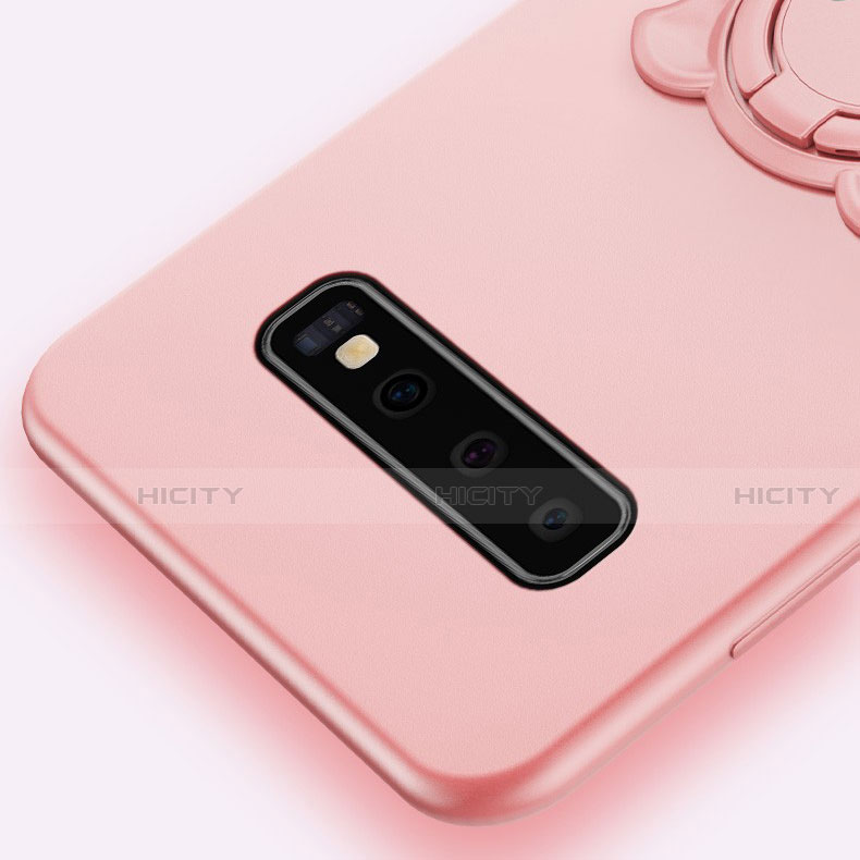 Custodia Silicone Ultra Sottile Morbida Cover con Magnetico Anello Supporto T06 per Samsung Galaxy S10