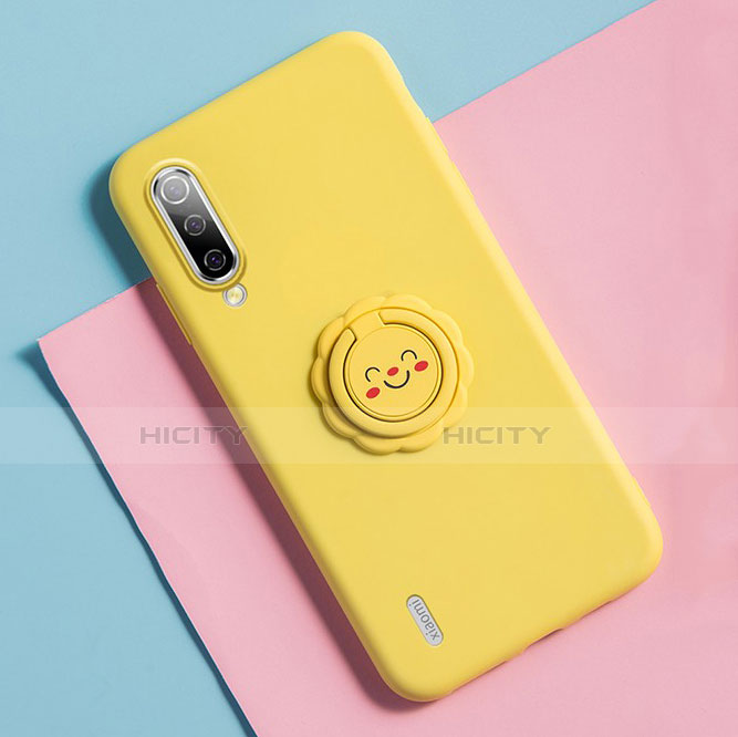 Custodia Silicone Ultra Sottile Morbida Cover con Magnetico Anello Supporto T06 per Xiaomi Mi A3
