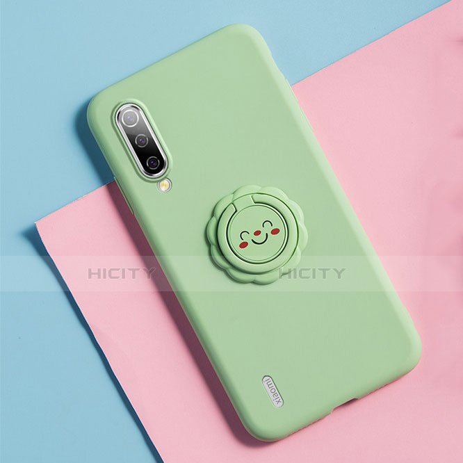 Custodia Silicone Ultra Sottile Morbida Cover con Magnetico Anello Supporto T06 per Xiaomi Mi A3 Verde