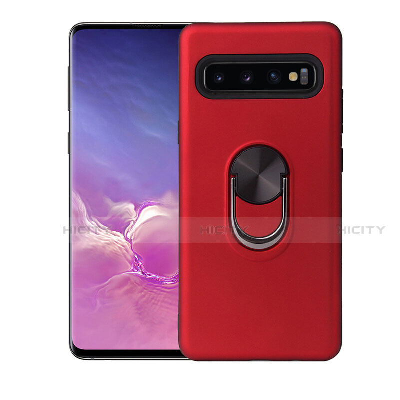 Custodia Silicone Ultra Sottile Morbida Cover con Magnetico Anello Supporto T07 per Samsung Galaxy S10 Plus