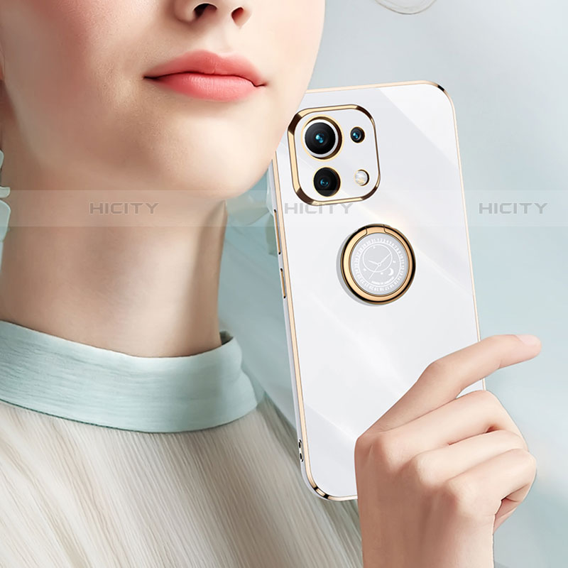 Custodia Silicone Ultra Sottile Morbida Cover con Magnetico Anello Supporto T07 per Xiaomi Mi 11 Lite 4G
