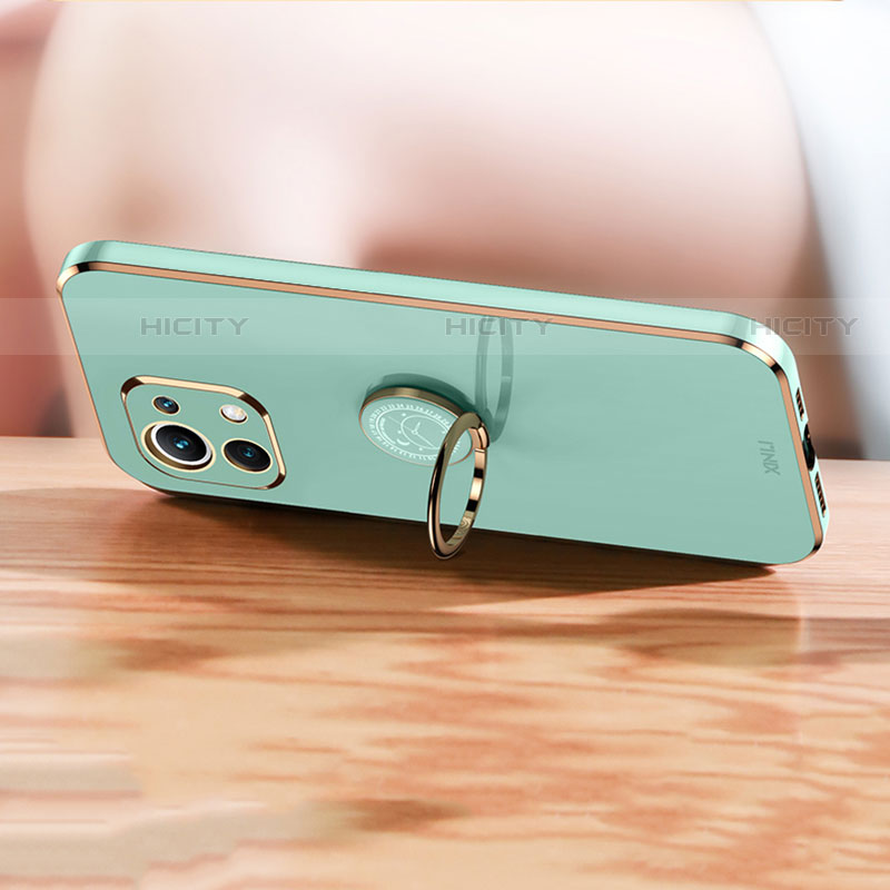 Custodia Silicone Ultra Sottile Morbida Cover con Magnetico Anello Supporto T07 per Xiaomi Mi 11 Lite 4G