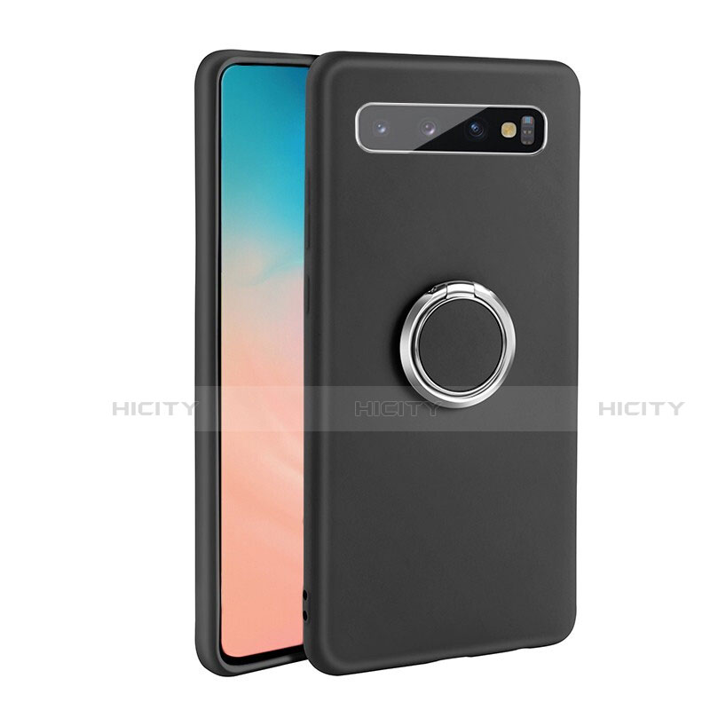 Custodia Silicone Ultra Sottile Morbida Cover con Magnetico Anello Supporto T08 per Samsung Galaxy S10 Plus