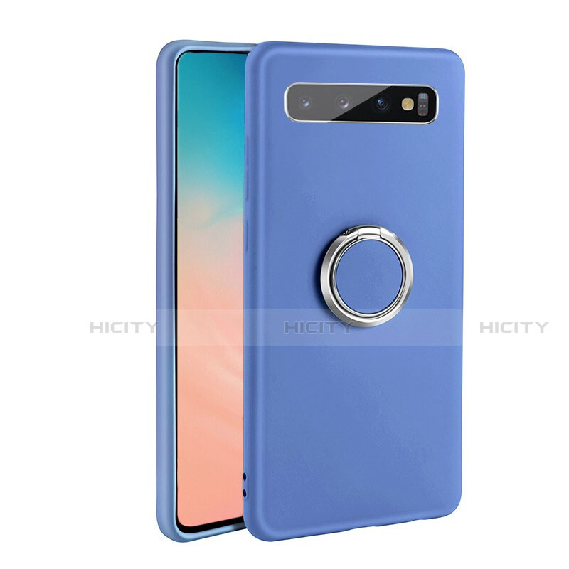 Custodia Silicone Ultra Sottile Morbida Cover con Magnetico Anello Supporto T08 per Samsung Galaxy S10 Plus