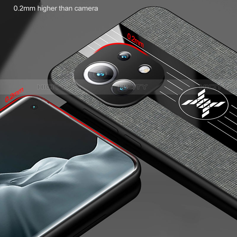 Custodia Silicone Ultra Sottile Morbida Cover con Magnetico Anello Supporto T08 per Xiaomi Mi 11 Lite 5G