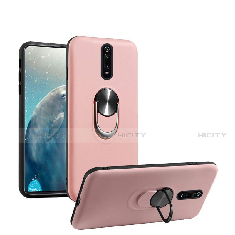 Custodia Silicone Ultra Sottile Morbida Cover con Magnetico Anello Supporto T08 per Xiaomi Redmi K20 Pro Oro Rosa