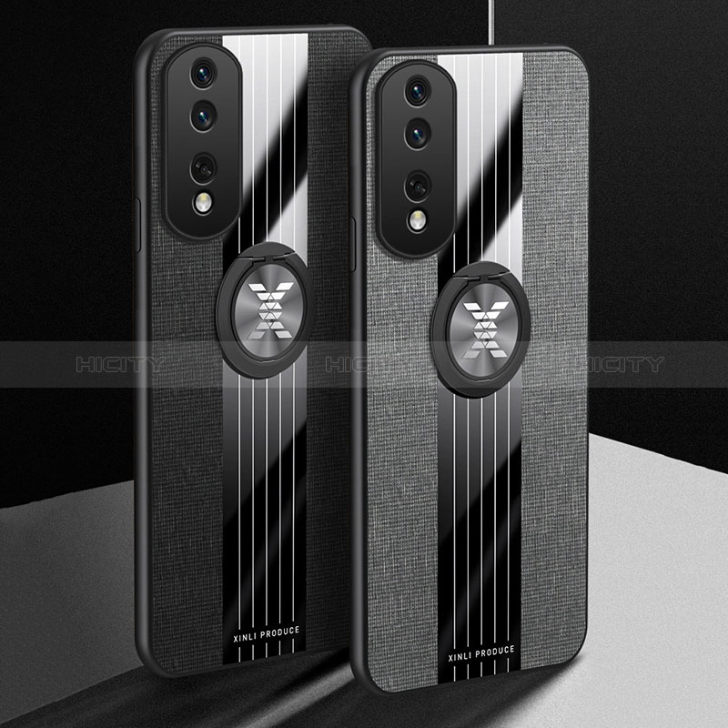 Custodia Silicone Ultra Sottile Morbida Cover con Magnetico Anello Supporto X01L per Huawei Honor 80 Pro 5G
