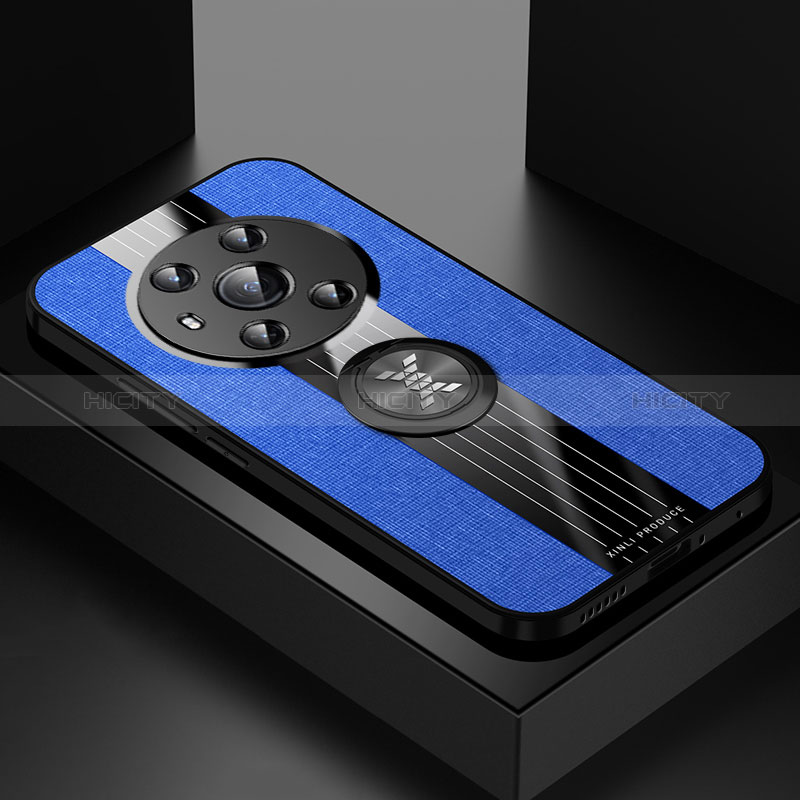 Custodia Silicone Ultra Sottile Morbida Cover con Magnetico Anello Supporto X01L per Huawei Honor Magic3 5G Blu