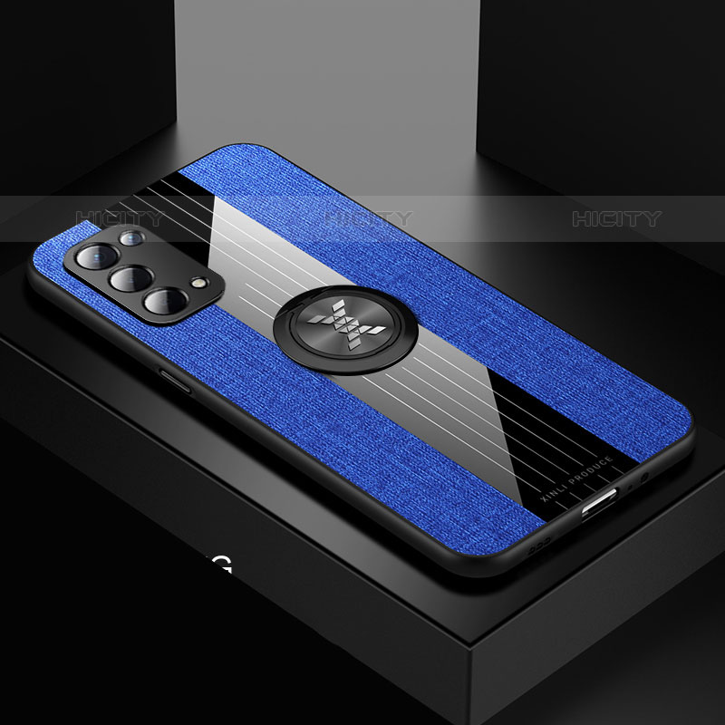 Custodia Silicone Ultra Sottile Morbida Cover con Magnetico Anello Supporto X01L per OnePlus Nord N200 5G Blu