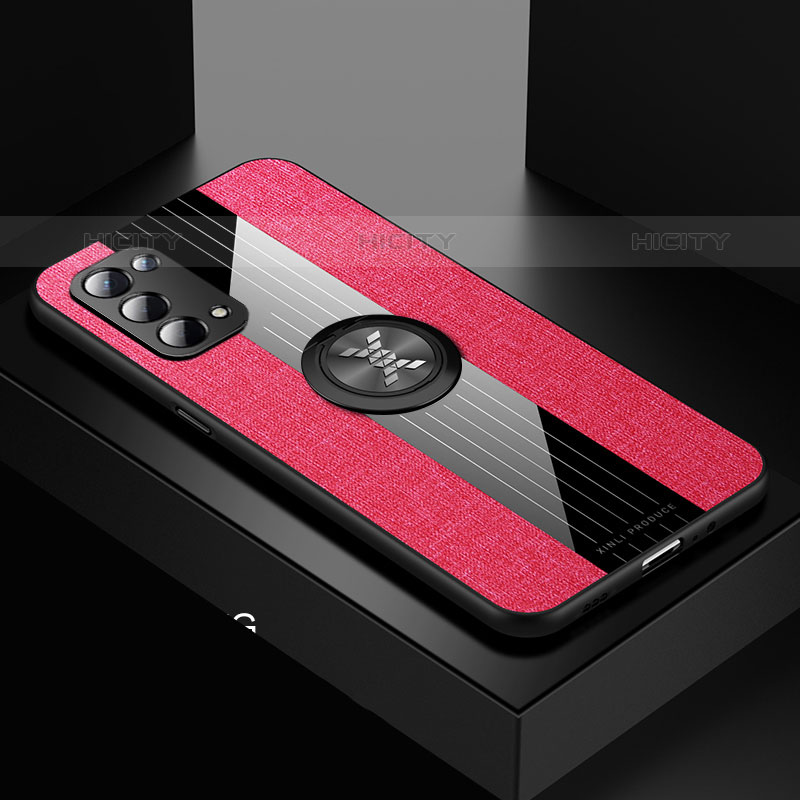 Custodia Silicone Ultra Sottile Morbida Cover con Magnetico Anello Supporto X01L per OnePlus Nord N200 5G Rosso