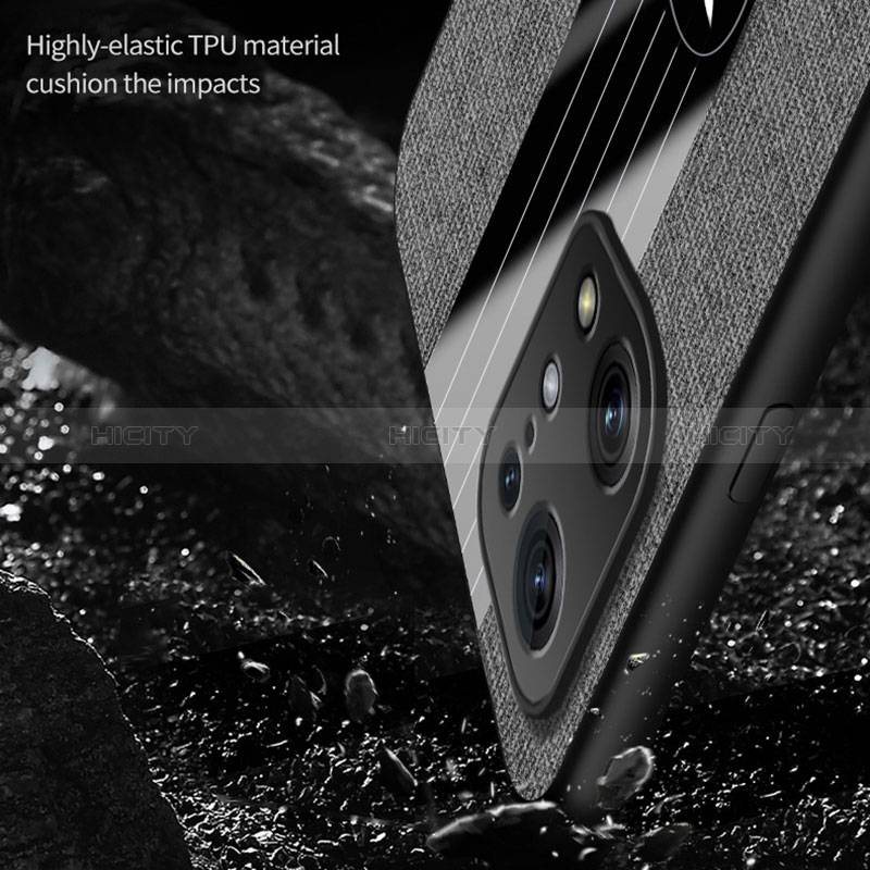 Custodia Silicone Ultra Sottile Morbida Cover con Magnetico Anello Supporto X01L per Oppo Find X5 5G
