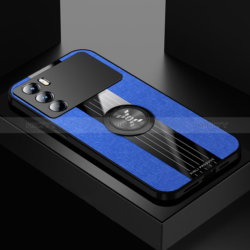 Custodia Silicone Ultra Sottile Morbida Cover con Magnetico Anello Supporto X01L per Oppo K9 Pro 5G Blu