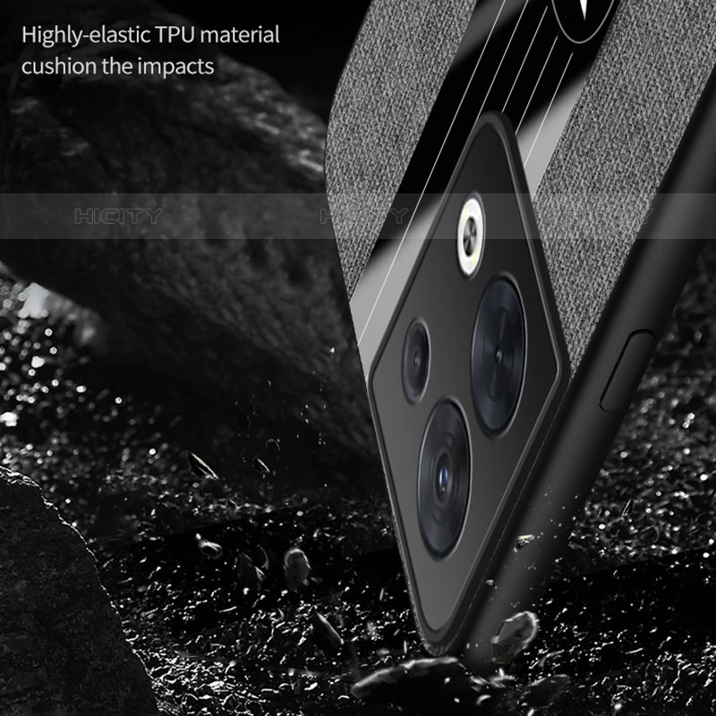 Custodia Silicone Ultra Sottile Morbida Cover con Magnetico Anello Supporto X01L per Oppo Reno8 5G