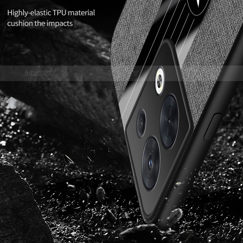 Custodia Silicone Ultra Sottile Morbida Cover con Magnetico Anello Supporto X01L per Oppo Reno8 Pro 5G