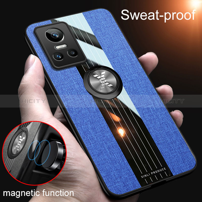 Custodia Silicone Ultra Sottile Morbida Cover con Magnetico Anello Supporto X01L per Realme GT Neo3 5G