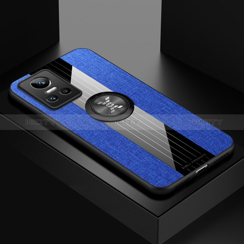Custodia Silicone Ultra Sottile Morbida Cover con Magnetico Anello Supporto X01L per Realme GT Neo3 5G Blu