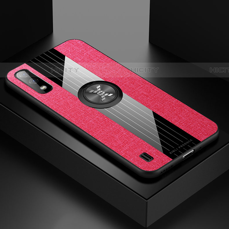 Custodia Silicone Ultra Sottile Morbida Cover con Magnetico Anello Supporto X01L per Samsung Galaxy A01 SM-A015 Rosso
