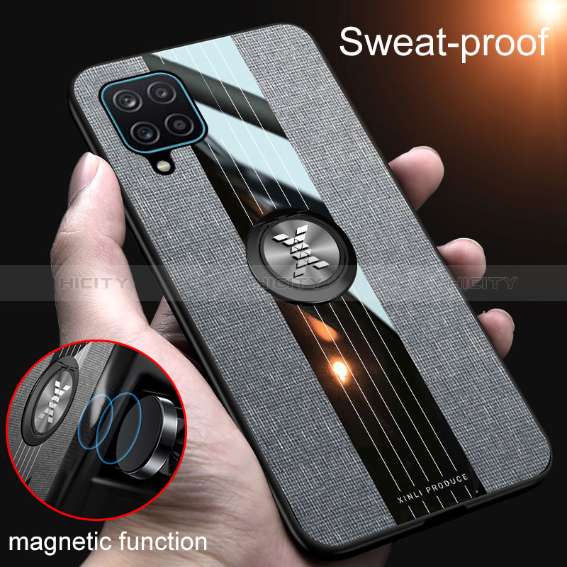 Custodia Silicone Ultra Sottile Morbida Cover con Magnetico Anello Supporto X01L per Samsung Galaxy A12