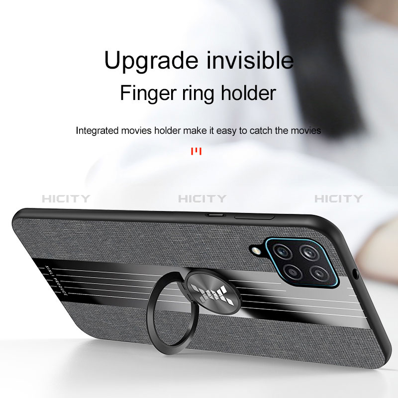 Custodia Silicone Ultra Sottile Morbida Cover con Magnetico Anello Supporto X01L per Samsung Galaxy A12