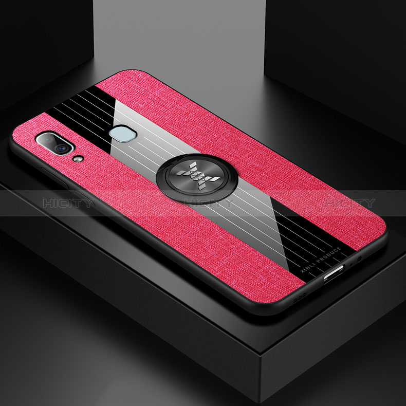 Custodia Silicone Ultra Sottile Morbida Cover con Magnetico Anello Supporto X01L per Samsung Galaxy A30 Rosso