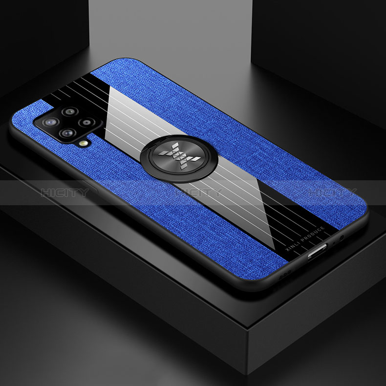 Custodia Silicone Ultra Sottile Morbida Cover con Magnetico Anello Supporto X01L per Samsung Galaxy A42 5G Blu