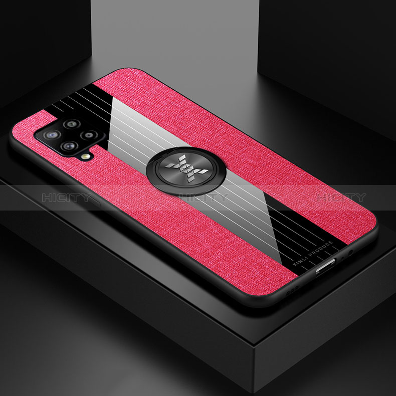 Custodia Silicone Ultra Sottile Morbida Cover con Magnetico Anello Supporto X01L per Samsung Galaxy A42 5G Rosso