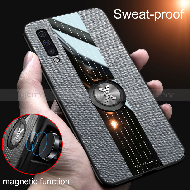 Custodia Silicone Ultra Sottile Morbida Cover con Magnetico Anello Supporto X01L per Samsung Galaxy A50S