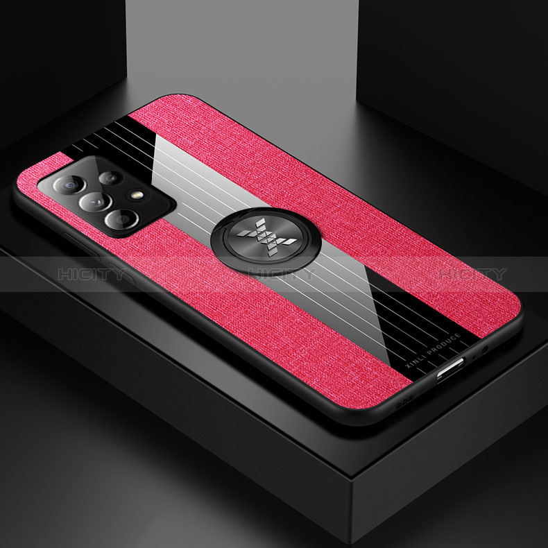 Custodia Silicone Ultra Sottile Morbida Cover con Magnetico Anello Supporto X01L per Samsung Galaxy A52s 5G Rosso