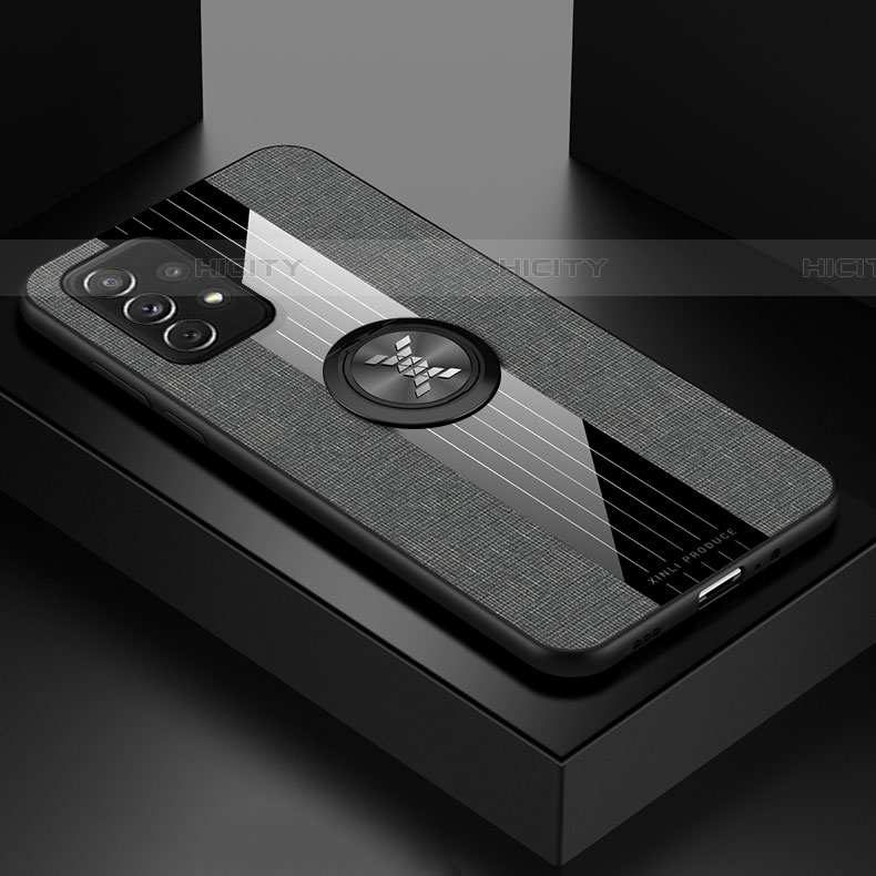 Custodia Silicone Ultra Sottile Morbida Cover con Magnetico Anello Supporto X01L per Samsung Galaxy A72 4G Grigio