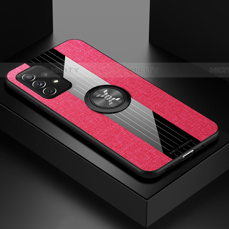 Custodia Silicone Ultra Sottile Morbida Cover con Magnetico Anello Supporto X01L per Samsung Galaxy A72 4G Rosso