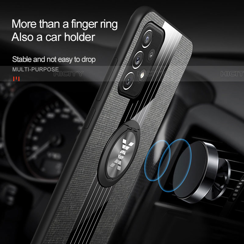 Custodia Silicone Ultra Sottile Morbida Cover con Magnetico Anello Supporto X01L per Samsung Galaxy A72 5G