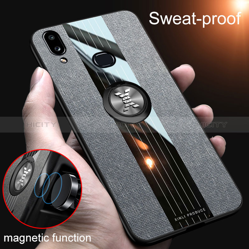 Custodia Silicone Ultra Sottile Morbida Cover con Magnetico Anello Supporto X01L per Samsung Galaxy M01s