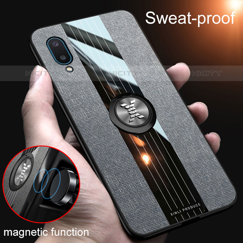 Custodia Silicone Ultra Sottile Morbida Cover con Magnetico Anello Supporto X01L per Samsung Galaxy M02