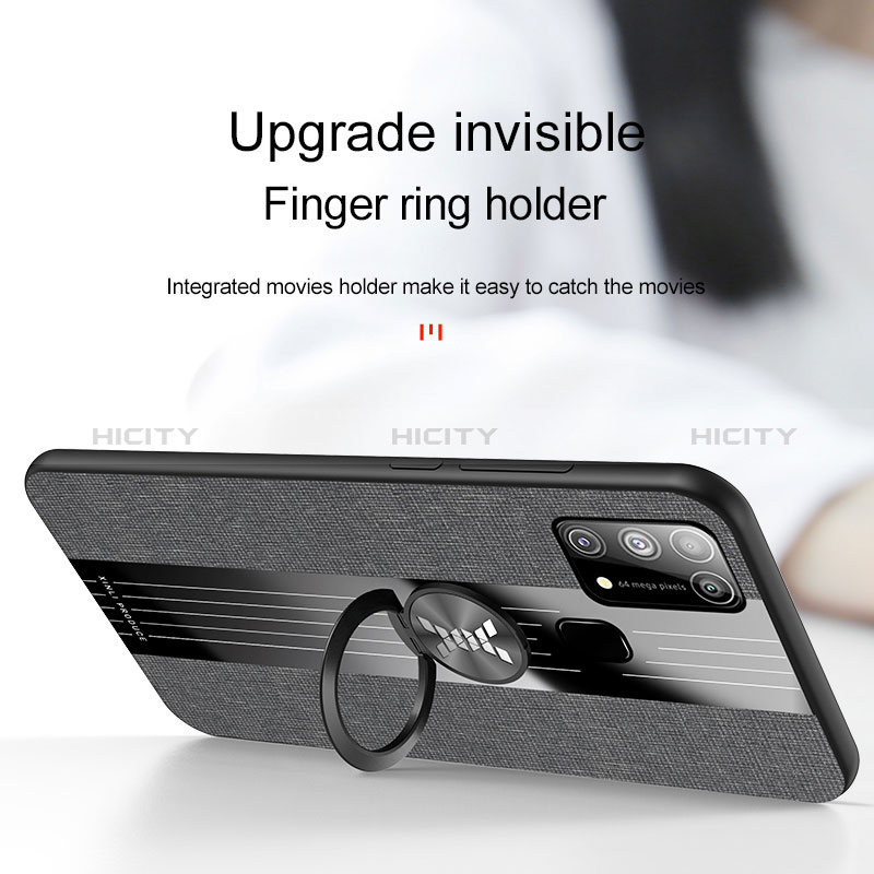 Custodia Silicone Ultra Sottile Morbida Cover con Magnetico Anello Supporto X01L per Samsung Galaxy M21s