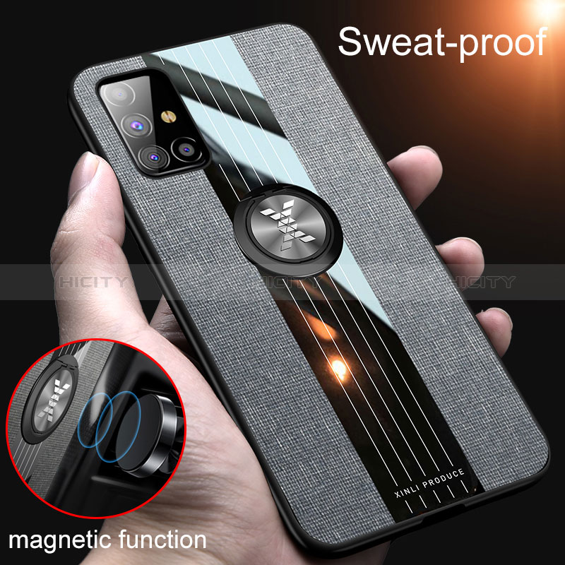 Custodia Silicone Ultra Sottile Morbida Cover con Magnetico Anello Supporto X01L per Samsung Galaxy M31s